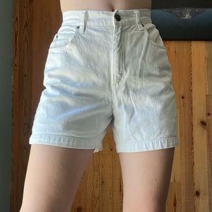 White High Waisted Denim Shorts